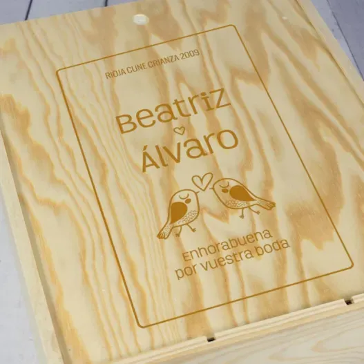 Caja botella de vino para Bodas (Detalle de presentación)