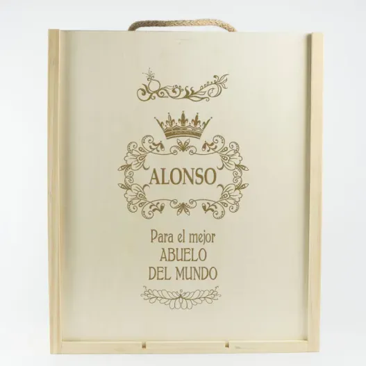 Caja botella de vino para el mejor abuelo (Detalle de presentación)