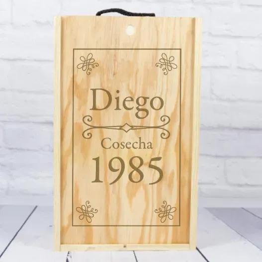 Caja botella de vino para jubilaci&oacute;n (Detalle de presentación)