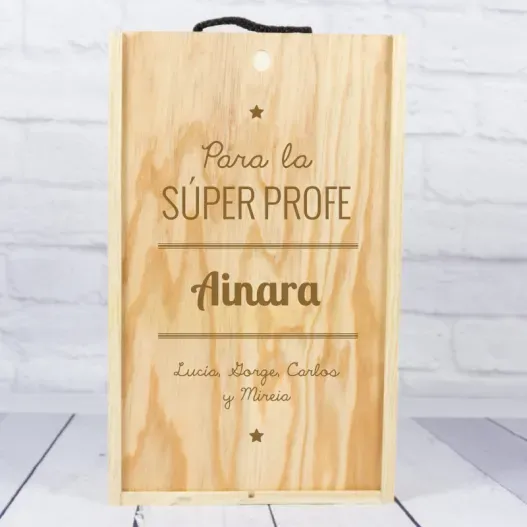 Caja botella de vino para s&uacute;per profes (Foto de catálogo)