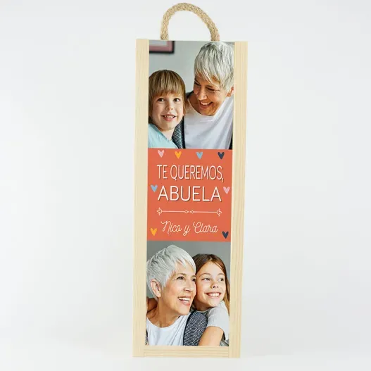 Caja botella de vino personalizada con fotos (Foto de catálogo)