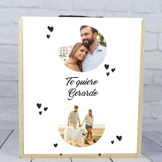 Caja botella de vino personalizada corazones (Idea de regalo original)