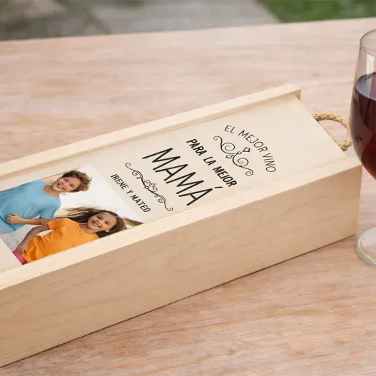 Caja botella personalizada para pap&aacute; o mam&aacute; (Opción de grabado)