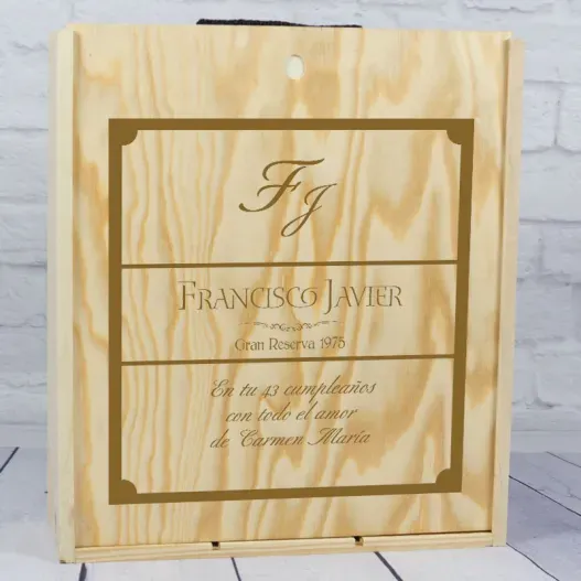 Caja de botella de vino para cumplea&ntilde;os (Detalle de presentación)