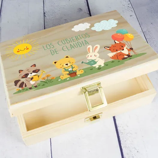 Caja de cubiertos personalizada animalitos (Vista secundaria)