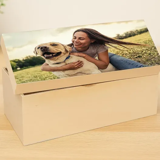Caja de madera con tapa personalizada con foto (Vista alternativa)