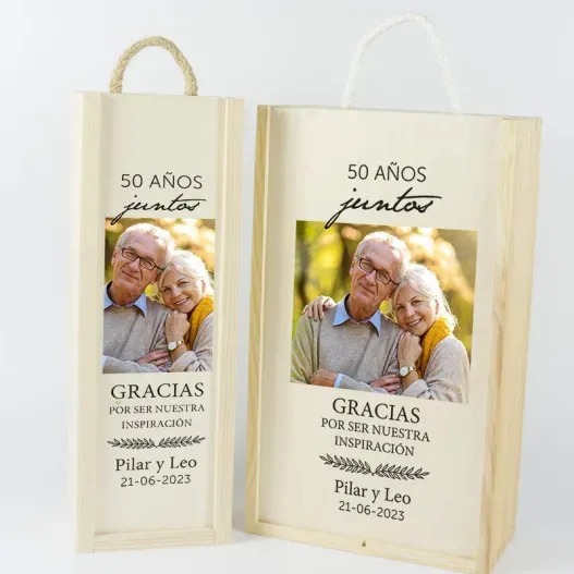Caja de madera natural personalizada (Idea de regalo original)