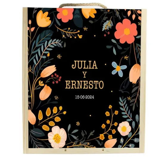 Caja de madera natural personalizada para pareja (Idea de regalo original)
