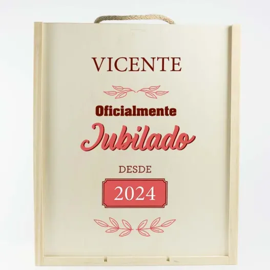 Caja de madera para botella de Vino para Jubilaci&oacute;n (Idea de regalo original)