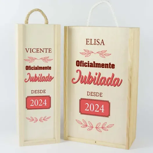 Caja de madera para botella de Vino para Jubilaci&oacute;n (Vista alternativa)