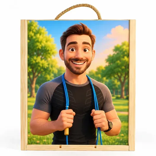 Caja de madera para vino personalizada con foto retrato IA (Idea de regalo original)