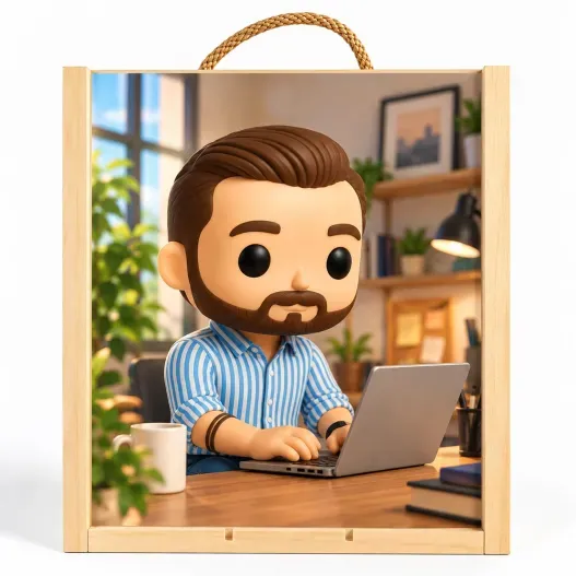 Caja de madera para vino personalizada con foto retrato IA (Foto de catálogo)