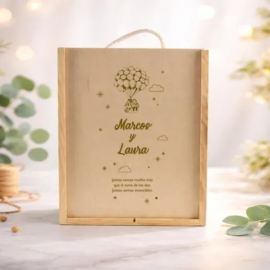Caja de madera personalizada con texto (Vista alternativa)