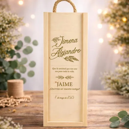 Caja de madera personalizada para vino (Idea de regalo original)