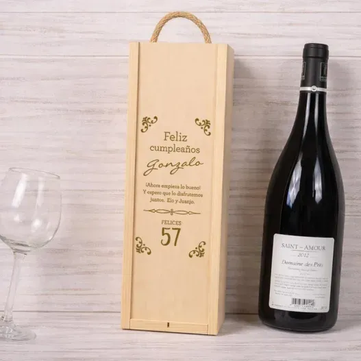 Caja de madera personalizada para vino (Detalle de presentación)