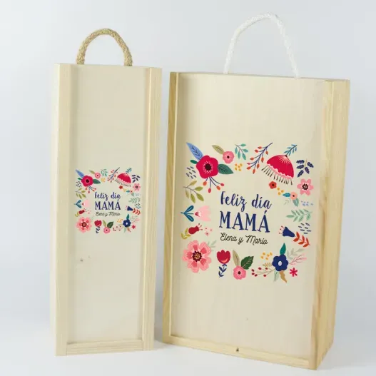 Caja de vino personalizada 'Flores para mam&aacute;' (Vista alternativa)