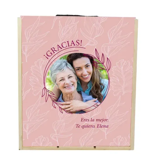 Caja de vino personalizada para regalo Rosa (Idea de regalo original)