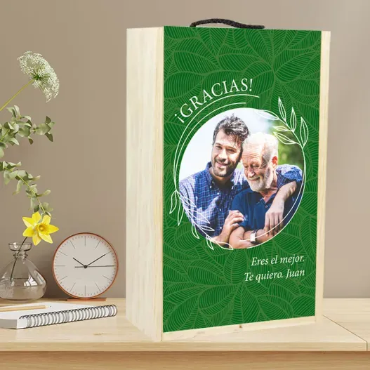 Caja de vino personalizada para regalo Verde (Vista alternativa)