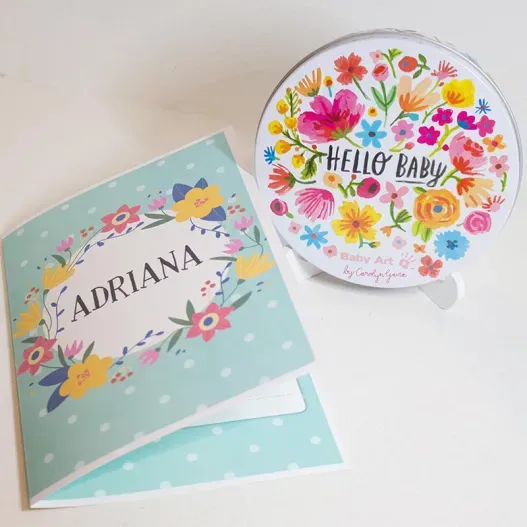 Caja huellas m&aacute;gica flores (Idea de regalo original)