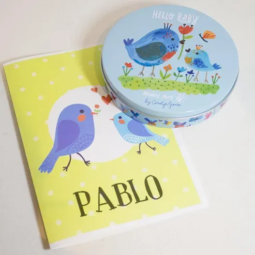 Caja huellas m&aacute;gica pajaritos (Idea de regalo original)