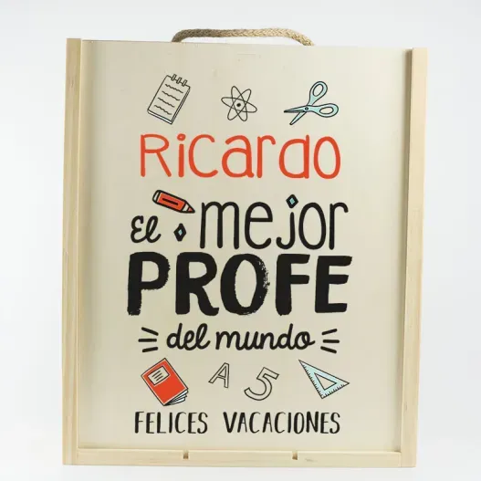Caja madera personalizada 'Felices Vacaciones' (Vista alternativa)