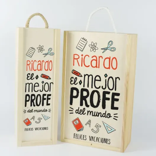 Caja madera personalizada 'Felices Vacaciones' (Idea de regalo original)