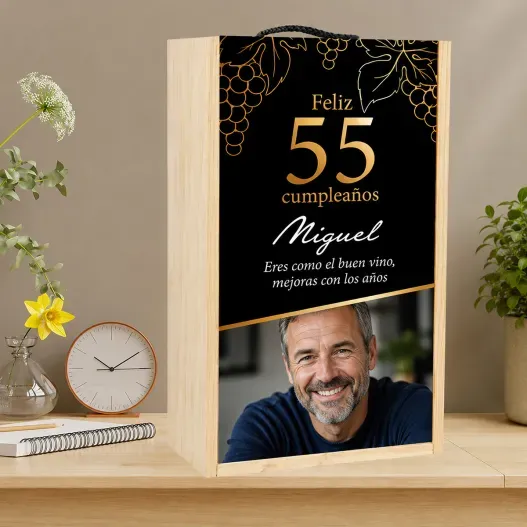 Caja madera personalizada para cumplea&ntilde;os