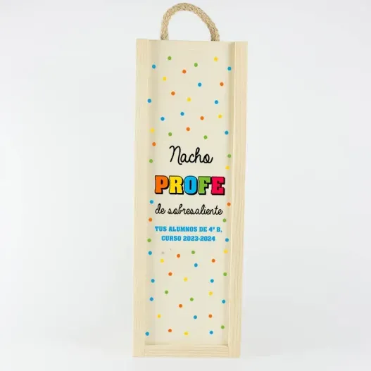 Caja madera personalizada 'Profe de sobresaliente' (Idea de regalo original)