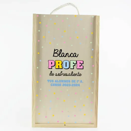 Caja madera personalizada 'Profe de sobresaliente' (Vista alternativa)