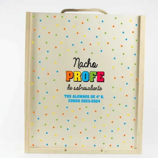 Caja madera personalizada 'Profe de sobresaliente'