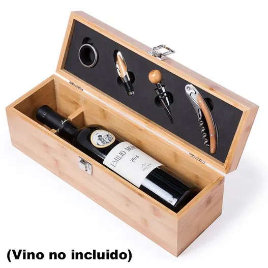 Caja sumiller de Bamb&uacute; grabada 'MEJOR' (Idea de regalo original)