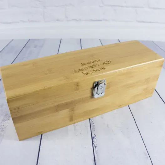 Caja sumiller de Bamb&uacute; grabada (Idea de regalo original)