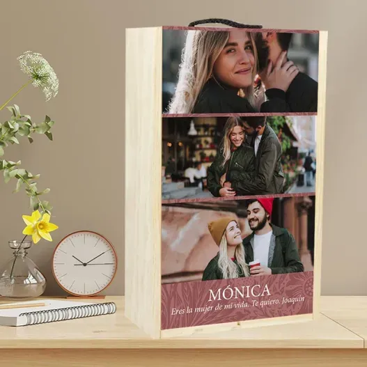 Caja vino personalizada con fotos y texto (Vista alternativa)