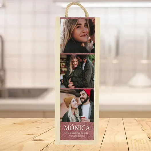 Caja vino personalizada con fotos y texto (Vista secundaria)