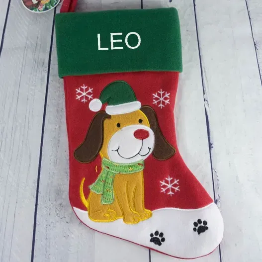 Calcet&iacute;n Navide&ntilde;o bordado 'Mis mascotas' (Idea de regalo original)
