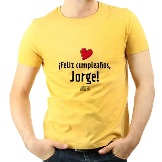 Camiseta feliz cumplea&ntilde;os hombre (Detalle de presentación)