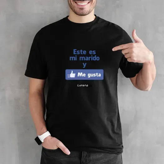 Camiseta me gusta mi marido personalizada (Detalle de presentación)