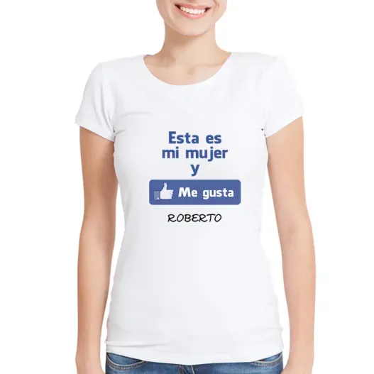 Camiseta me gusta mi mujer personalizada (Detalle de presentación)