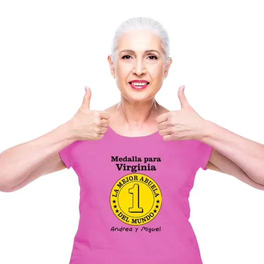 Camiseta medalla mejor abuela personalizada (Idea de regalo original)