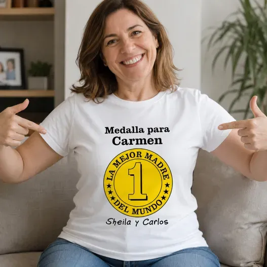 Camiseta medalla mejor madre personalizada