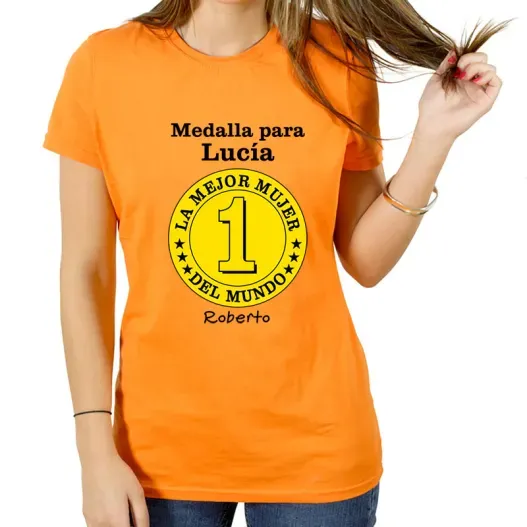 Camiseta medalla mejor mujer personalizada (Idea de regalo original)