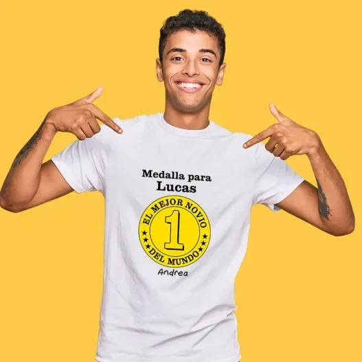 Camiseta medalla mejor novio personalizada (Vista alternativa)