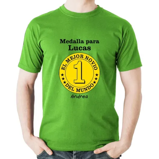 Camiseta medalla mejor novio personalizada (Idea de regalo original)