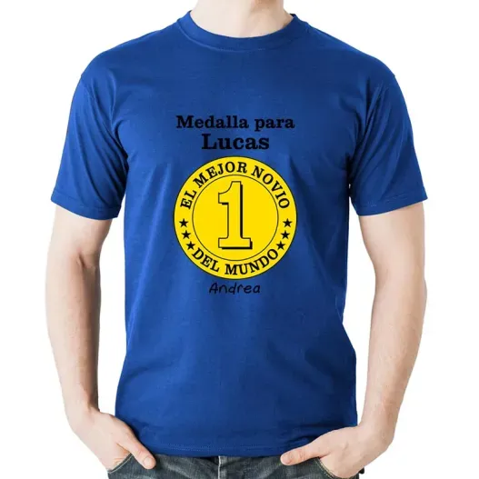 Camiseta medalla mejor novio personalizada (Detalle de presentación)