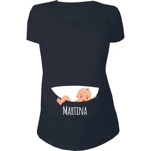 Camiseta personalizada 'Beb&eacute; asoma' (Detalle de presentación)