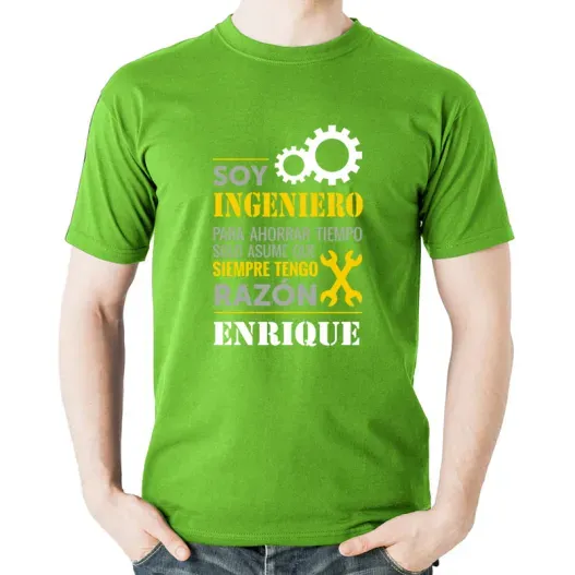 Camiseta personalizada 'Ingeniero' (Detalle de presentación)