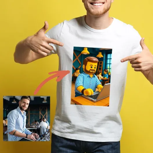 Camiseta personalizada para hombre con tu foto y filtro IA (Idea de regalo original)
