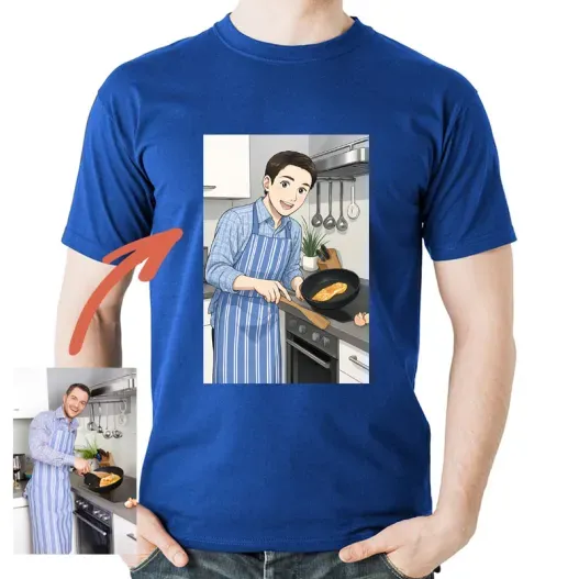 Camiseta personalizada para hombre con tu foto y filtro IA (Foto de catálogo)