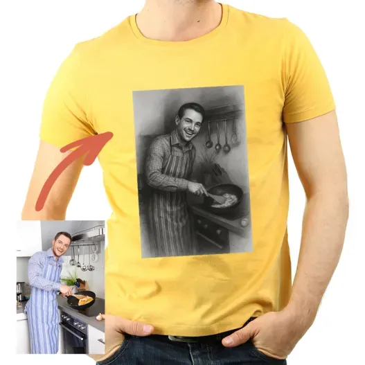 Camiseta personalizada para hombre con tu foto y filtro IA (Opción de grabado)