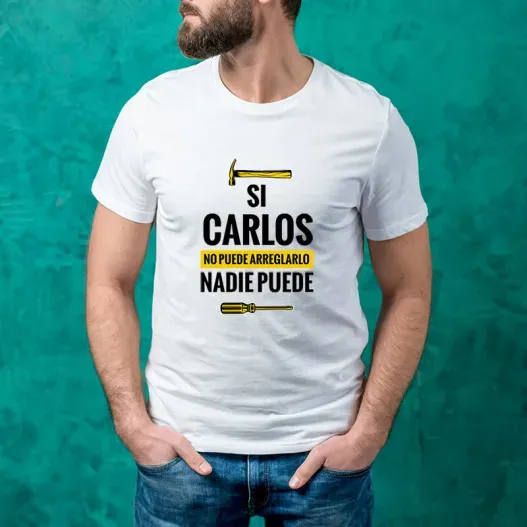 Camiseta personalizada para 'Manitas' (Detalle de presentación)